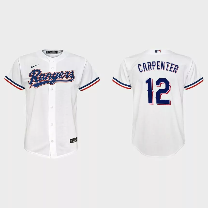 Youth Texas Rangers Matt Carpenter White Replica Home Jersey