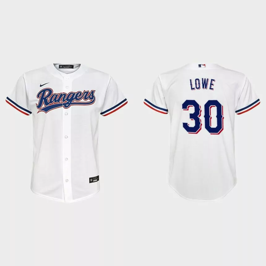 Youth Texas Rangers Nathaniel Lowe White Replica Home Jersey