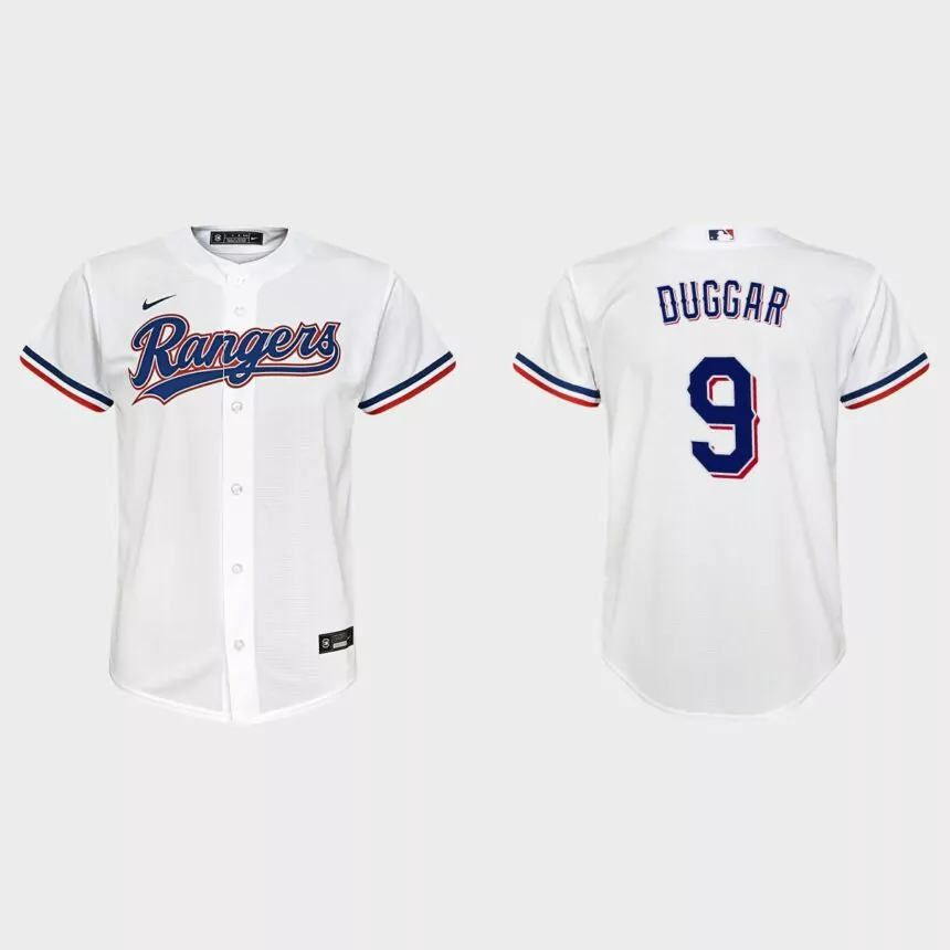 Youth Texas Rangers Steven Duggar White Replica Home Jersey