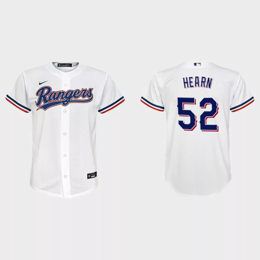 Youth Texas Rangers Taylor Hearn White Replica Home Jersey
