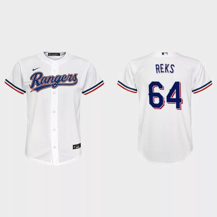Youth Texas Rangers Zach Reks White Replica Home Jersey