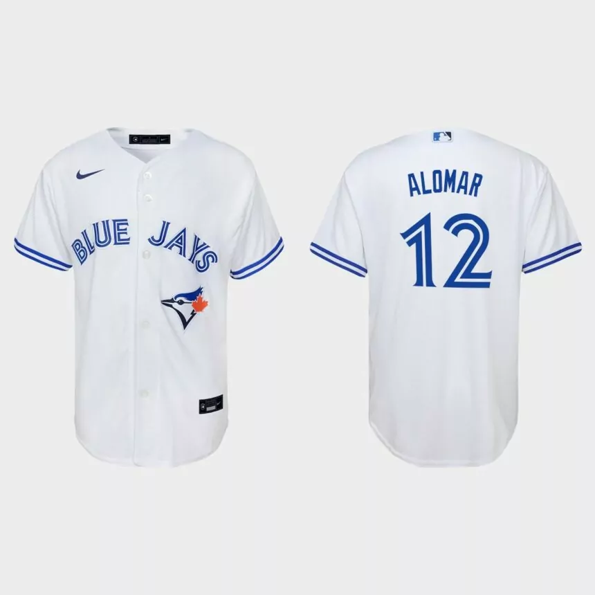 Youth Toronto Blue Jays #12 Roberto Alomar White Replica Home Jersey