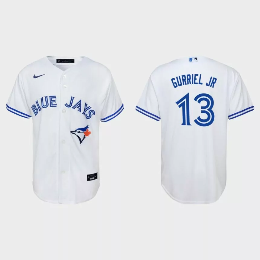 Youth Toronto Blue Jays #13 Lourdes Gurriel Jr. White Replica Home Jersey