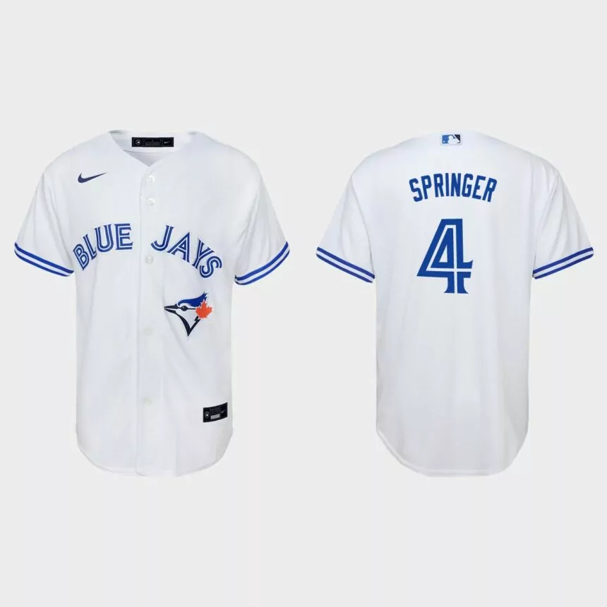 Youth Toronto Blue Jays #4 George Springer White Replica Home Jersey