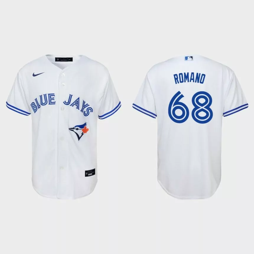 Youth Toronto Blue Jays #68 Jordan Romano White Replica Home Jersey