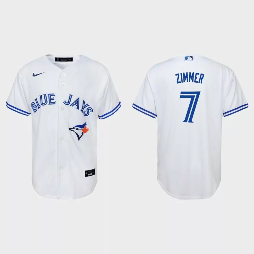 Youth Toronto Blue Jays Bradley Zimmer White Replica Home Jersey