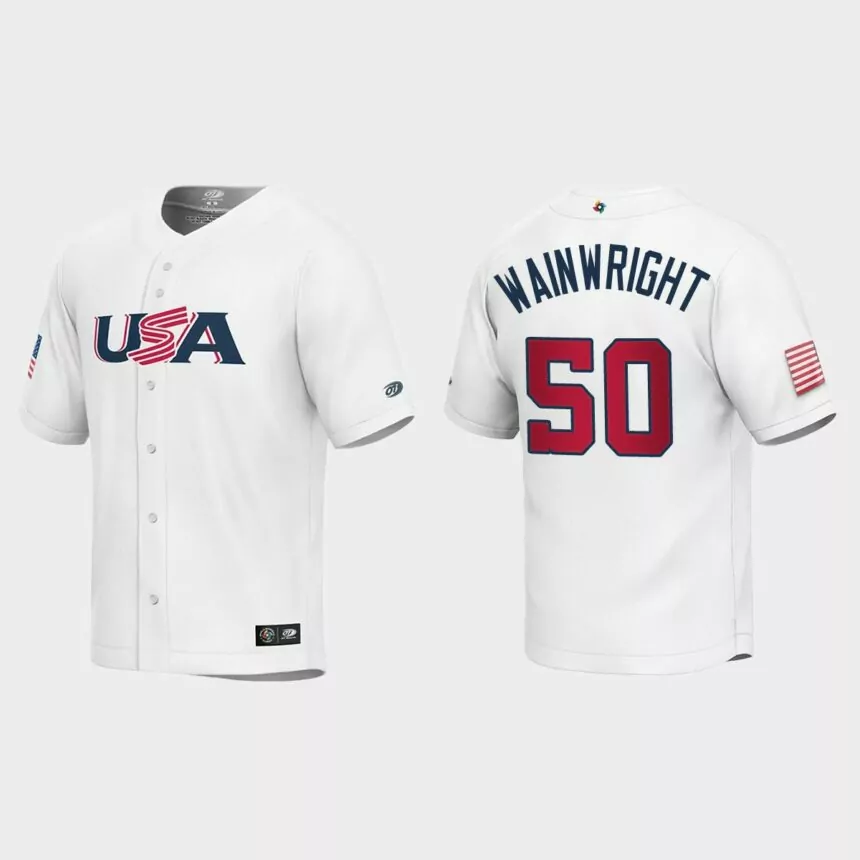 Youth USA Baseball Adam Wainwright White 2023 World Baseball Classic Replica Jersey