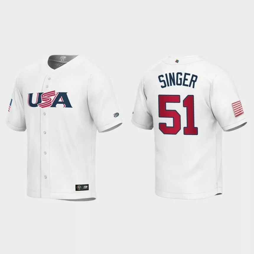 Youth USA Baseball Brady Singer White 2023 World Baseball Classic Replica Jersey