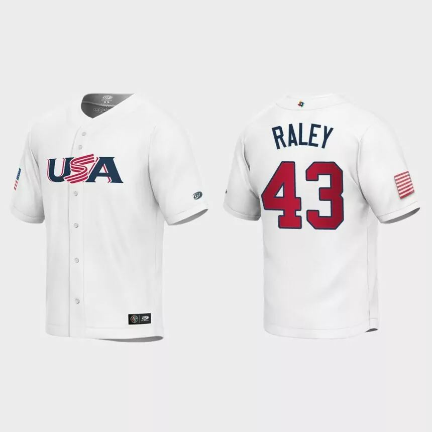 Youth USA Baseball Brooks Raley White 2023 World Baseball Classic Replica Jersey