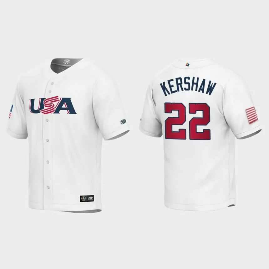 Youth USA Baseball Clayton Kershaw White 2023 World Baseball Classic Replica Jersey