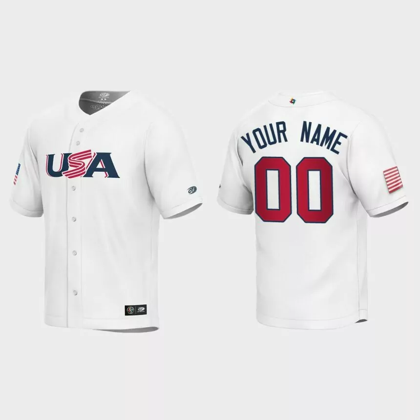 Youth USA Baseball Custom White 2023 World Baseball Classic Replica Jersey