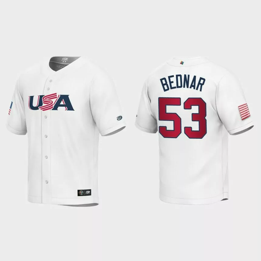 Youth USA Baseball David Bednar White 2023 World Baseball Classic Replica Jersey