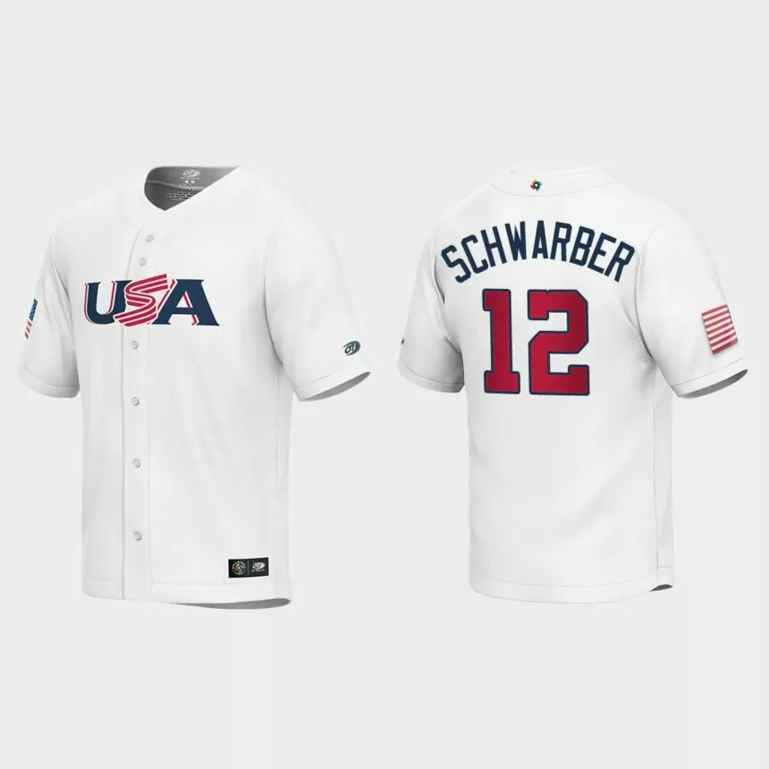 Youth USA Baseball Kyle Schwarber White 2023 World Baseball Classic Replica Jersey