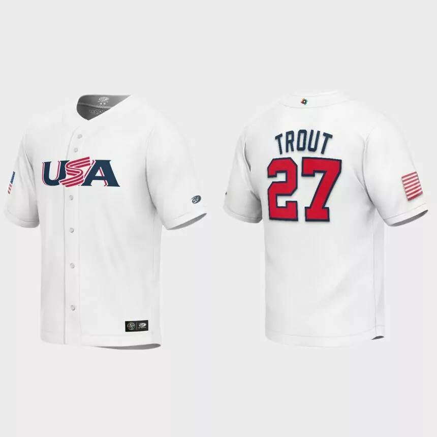 Youth USA Baseball Mike Trout White 2023 World Baseball Classic Replica Jersey