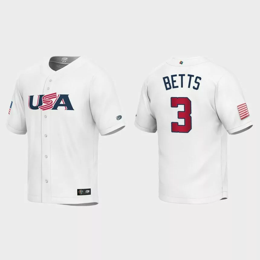 Youth USA Baseball Mookie Betts White 2023 World Baseball Classic Replica Jersey