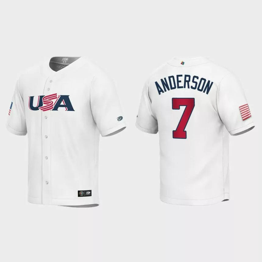 Youth USA Baseball Tim Anderson White 2023 World Baseball Classic Replica Jersey