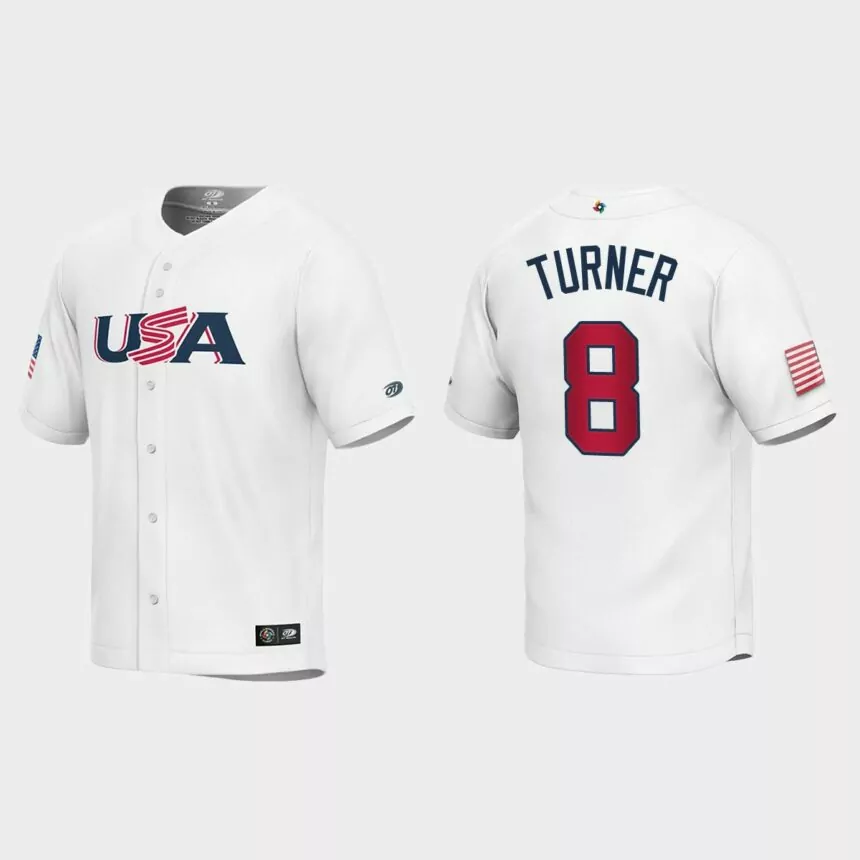 Youth USA Baseball Trea Turner White 2023 World Baseball Classic Replica Jersey