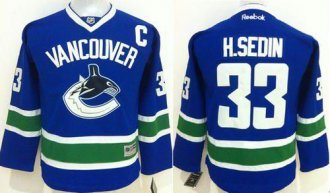 Youth Vancouver Canucks#33 Henrik Sedin Blue Stitched NHL Jersey