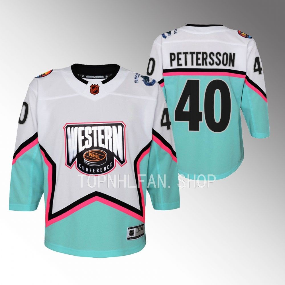 Youth Vancouver Canucks Elias Pettersson White 2023 NHL All-Star Western Conference Premier Jersey