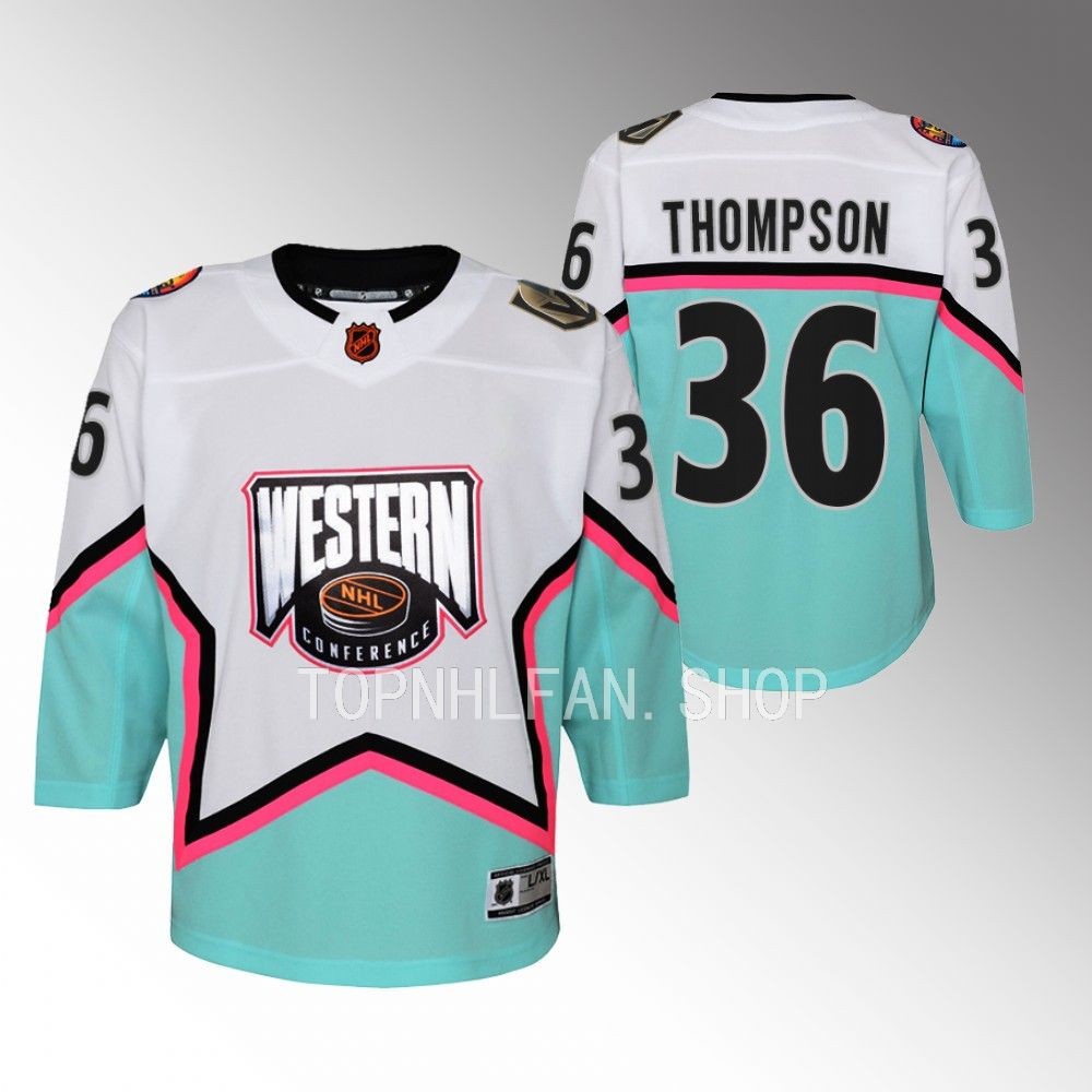 Youth Vegas Golden Knights Logan Thompson White 2023 NHL All-Star Western Conference Premier Jersey