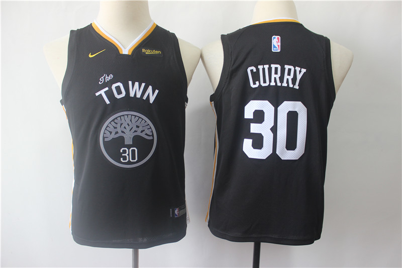 Youth Warriors 30 Stephen Curry Black Youth Statement Edition Nike Swingman Jersey