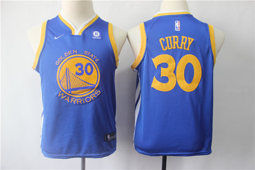 Youth Warriors 30 Stephen Curry Blue Youth Nike Swingman Jersey