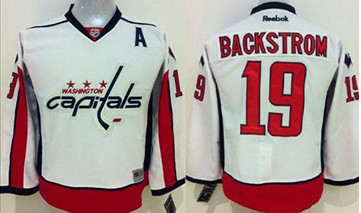 Youth Washington Capitals #19 Nicklas Backstrom White Stitched NHL Jersey