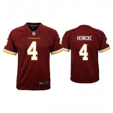 Youth Washington Football Team #4 Taylor Heinicke Burgundy Game Jersey
