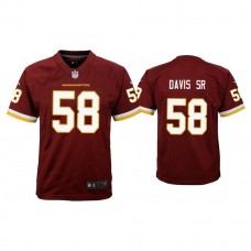 Youth Washington Football Team #58 Thomas Davis Sr Burgundy Game Jersey