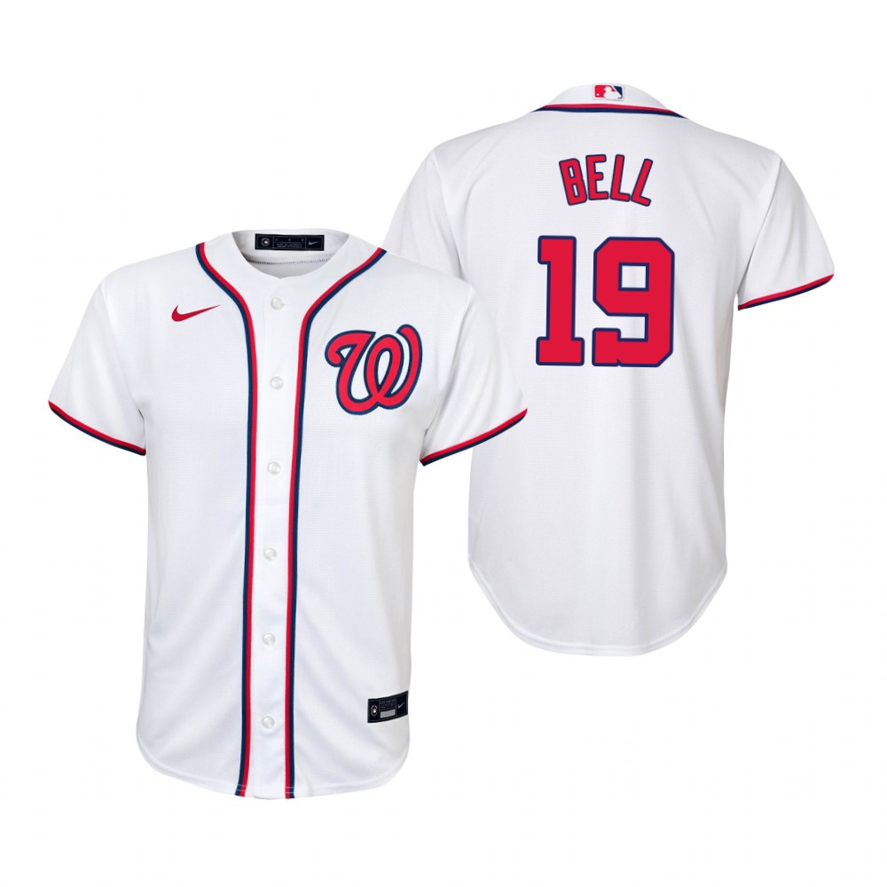 Youth Washington Nationals #19 Josh Bell Nike White Home Jersey
