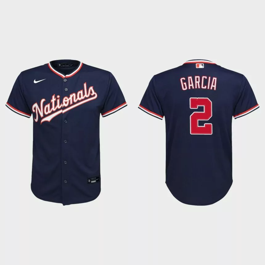 Youth Washington Nationals #2 Luis Garcia Navy Replica Alternate Jersey