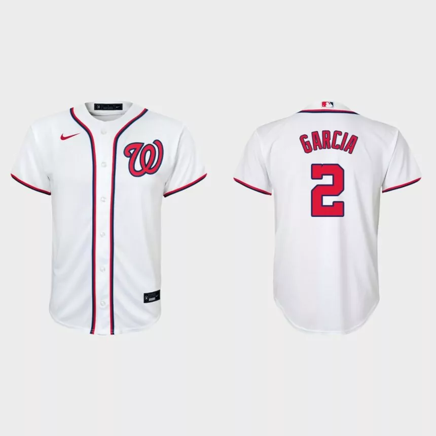 Youth Washington Nationals #2 Luis Garcia White Replica Home Jersey