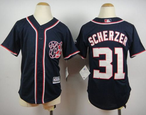 Youth Washington Nationals #31 Max Scherzer Blue Cool Base Stitched Baseball Jersey