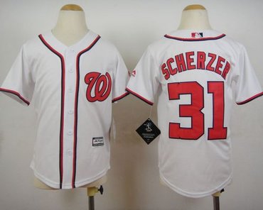 Youth Washington Nationals #31 Max Scherzer White Cool Base Stitched Baseball Jersey