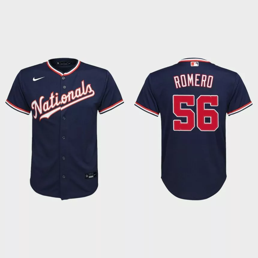 Youth Washington Nationals #56 Seth Romero Navy Replica Alternate Jersey