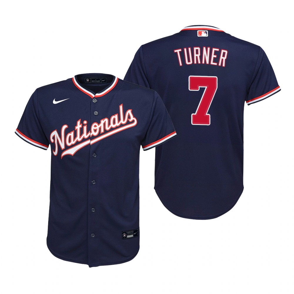 Youth Washington Nationals #7 Trea Turner Nike Navy Alternate Jersey