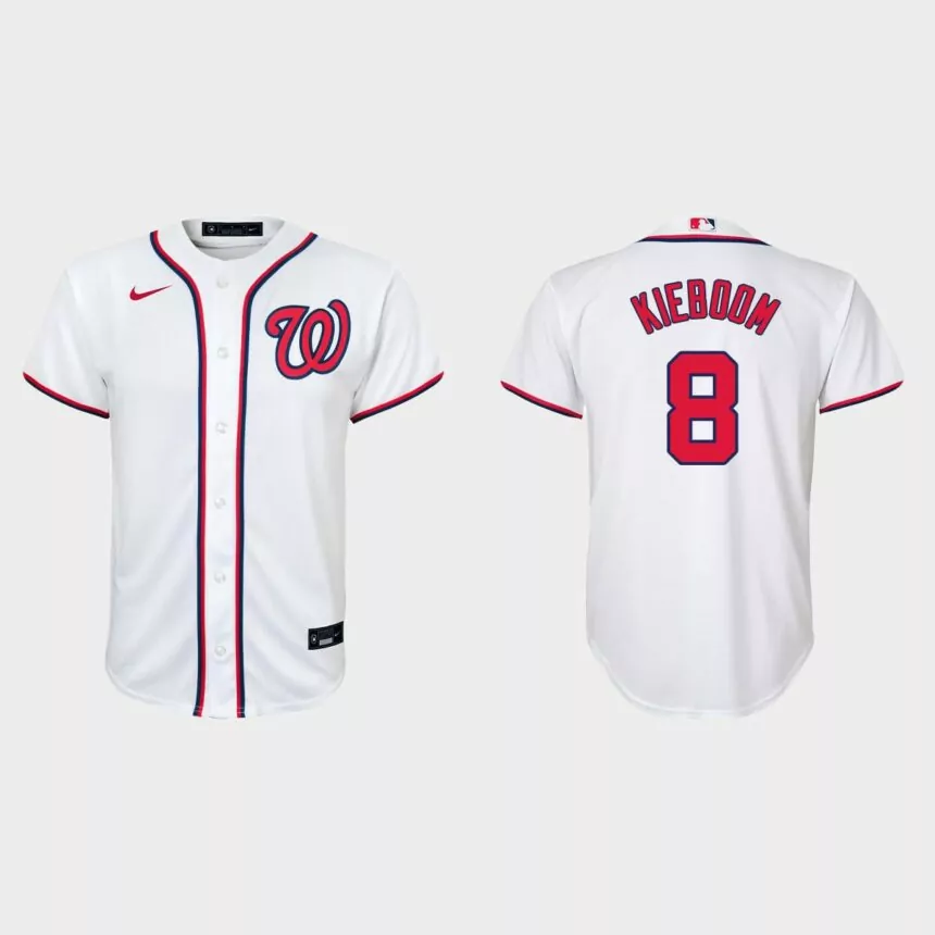 Youth Washington Nationals #8 Carter Kieboom White Replica Home Jersey