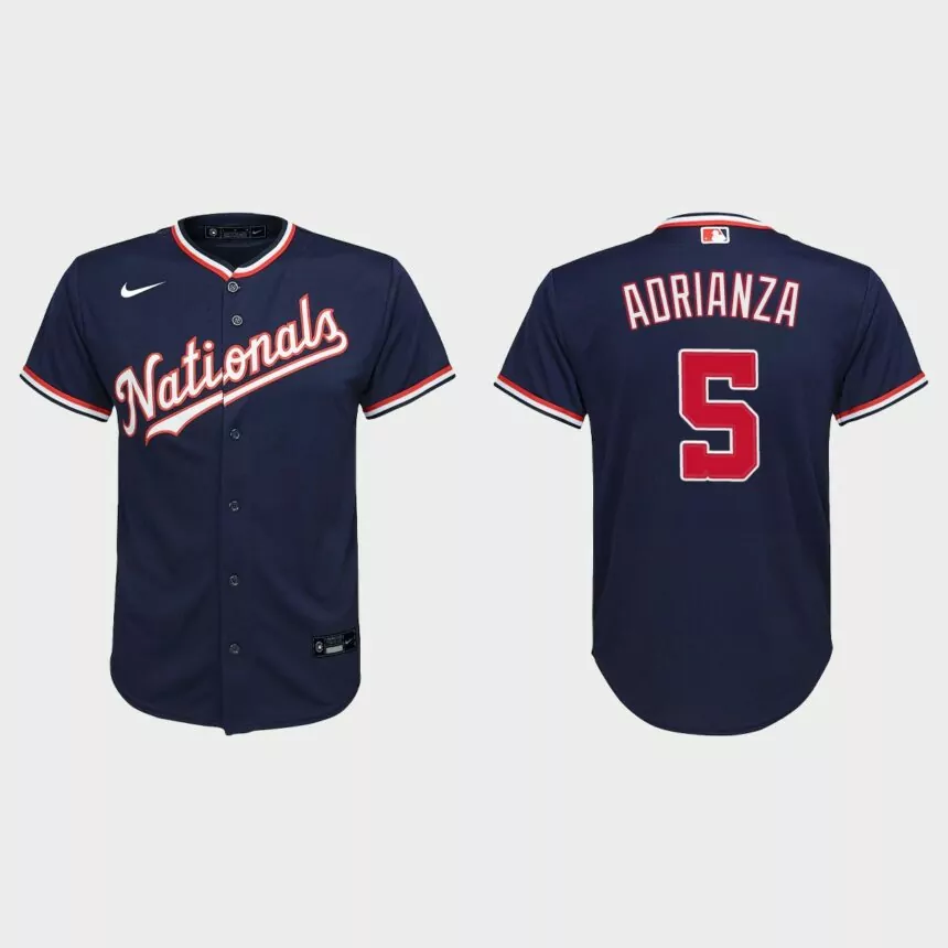 Youth Washington Nationals Ehire Adrianza Navy Replica Alternate Jersey