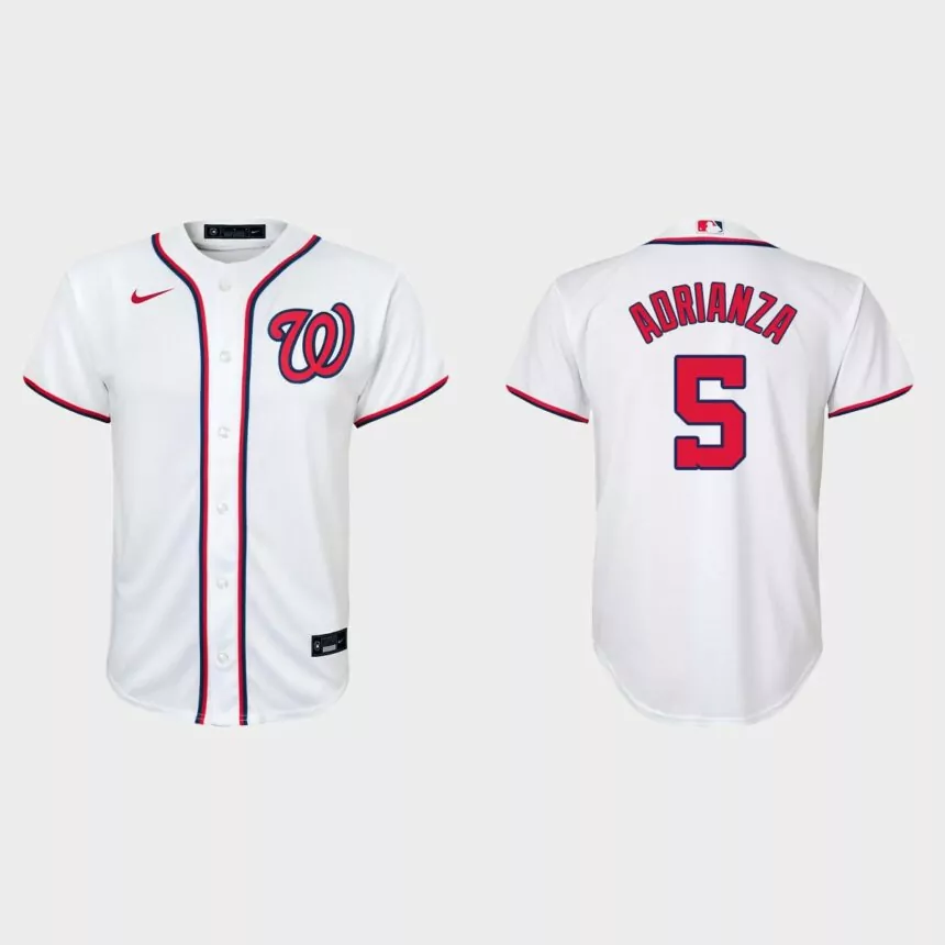 Youth Washington Nationals Ehire Adrianza White Replica Home Jersey