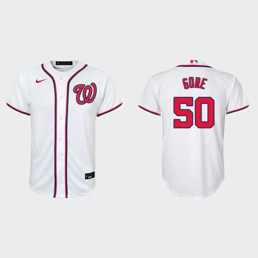 Youth Washington Nationals MacKenzie Gore White Replica Home Jersey