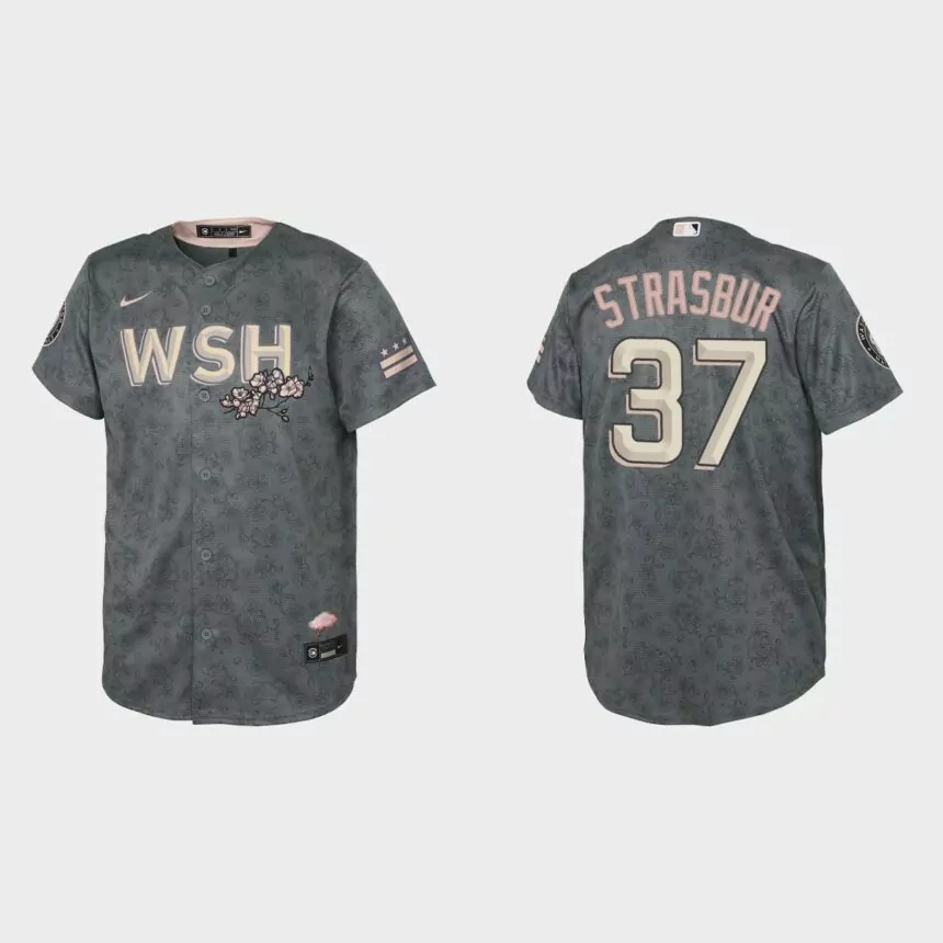 Youth Washington Nationals Stephen Strasburg Gray 2022 City Connect Replica Jersey