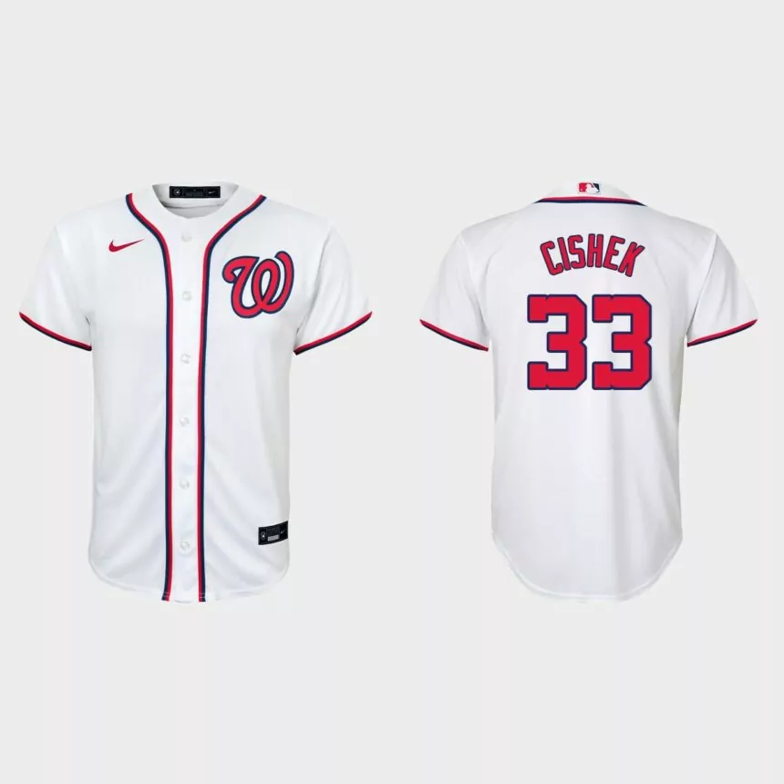 Youth Washington Nationals Steve Cishek White Replica Home Jersey