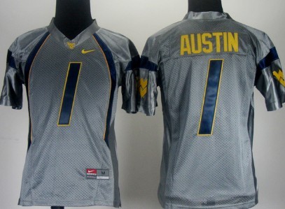 Youth West Virginia Mountaineers #1 Tavon Austin Gray Football Jersey 