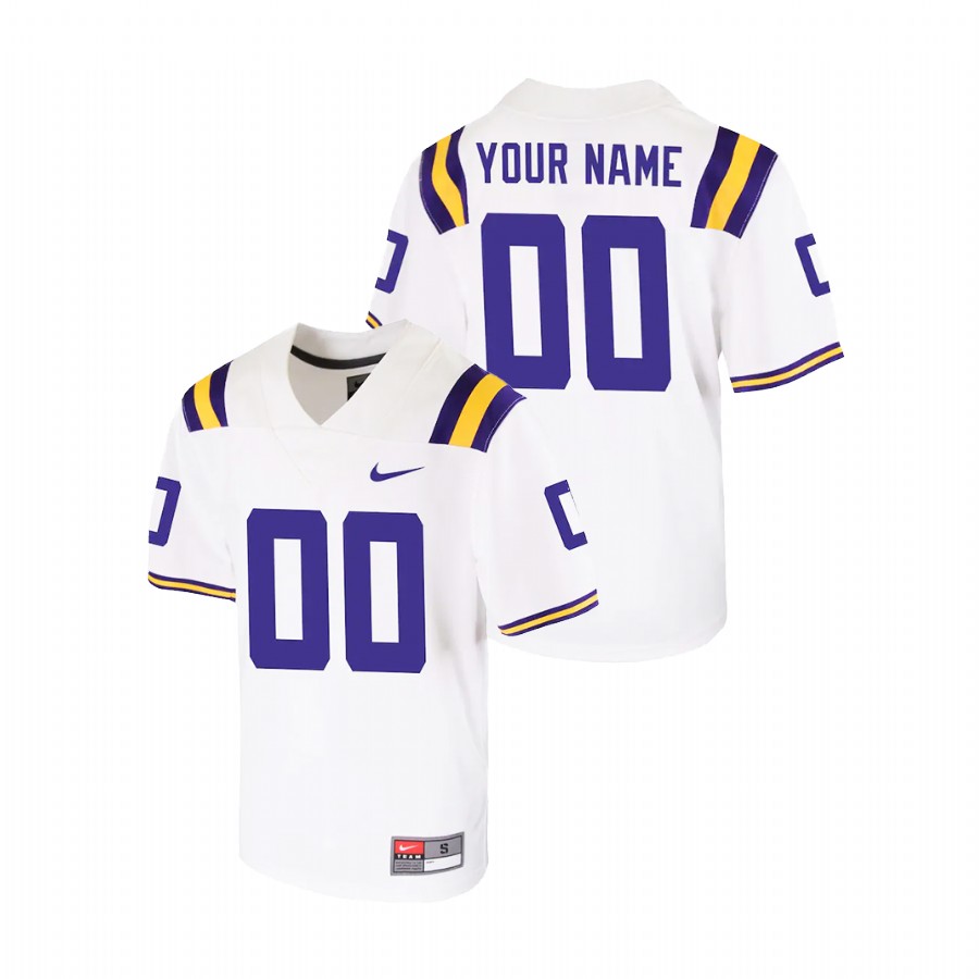 Youth White LSU Tigers Custom College Football Game Jersey