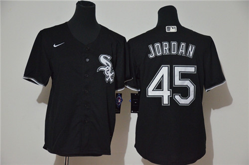 Youth White Sox 45 Michael Jordan Black Youth 2020 Nike Cool Base Jersey
