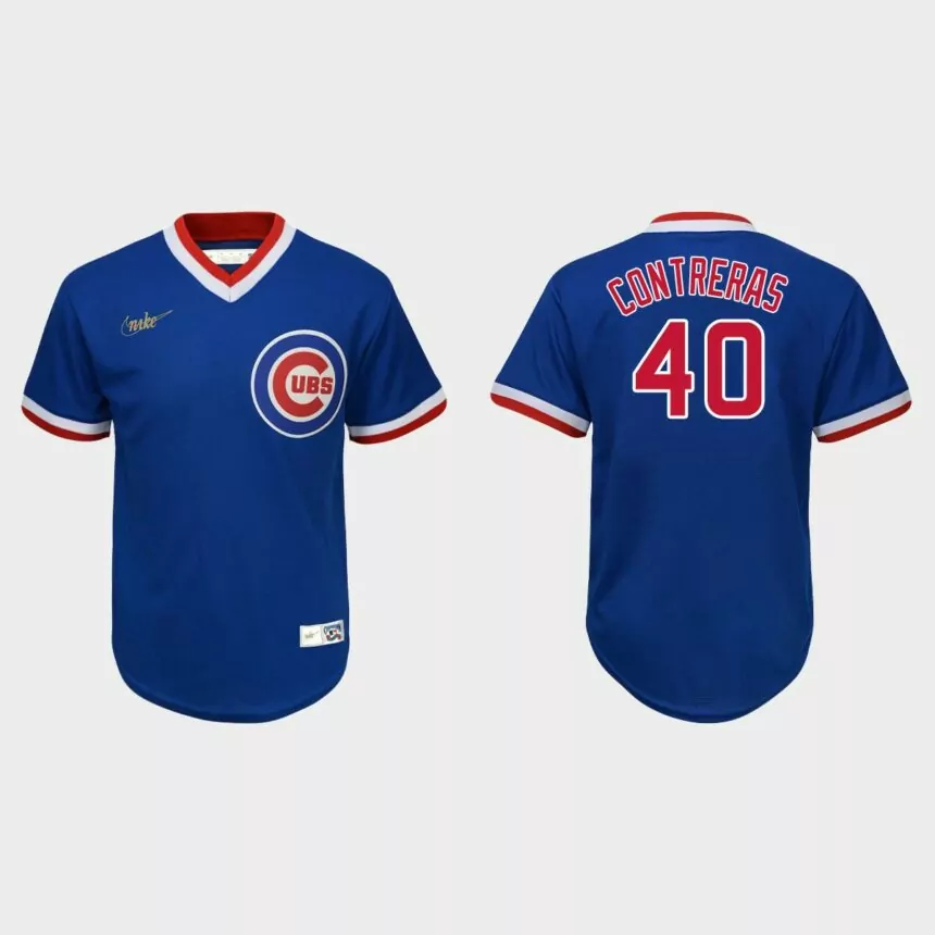 Youth Willson Contreras #40 Chicago Cubs Road Cooperstown Collection Jersey – Royal