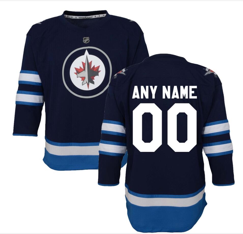 Youth Winnipeg Jets Navy Home Custom Adidas NHL Jersey Stitched