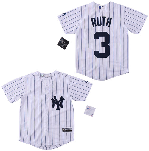 Youth Yankees 3 Babe Ruth White Cool Base Jersey