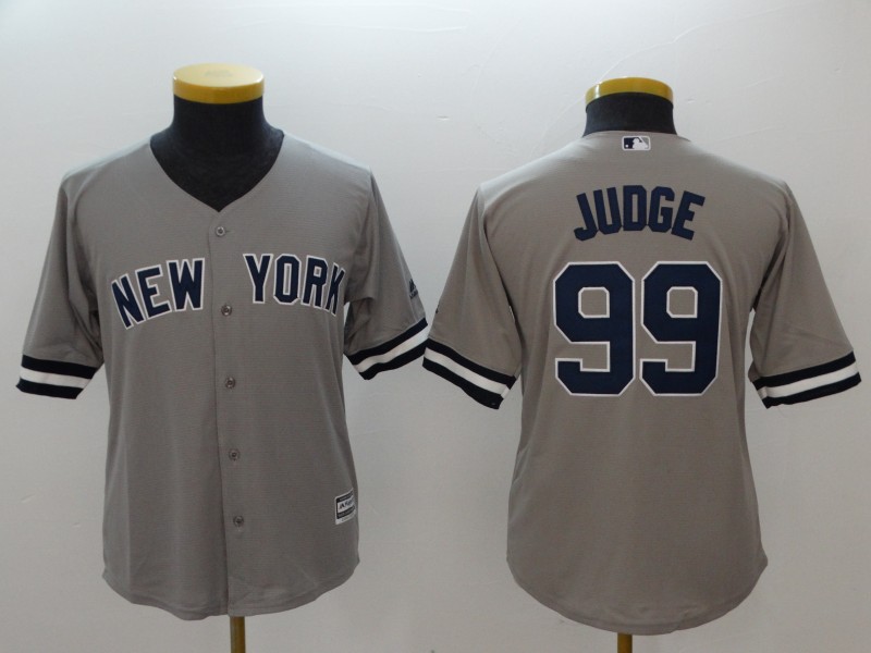 Youth Yankees 99 Aaron Judge Gray Youth Cool Base Jersey