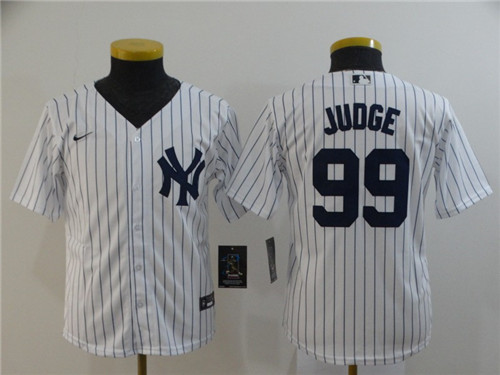 Youth Yankees 99 Aaron Judge White Youth 2020 Nike Cool Base Jersey